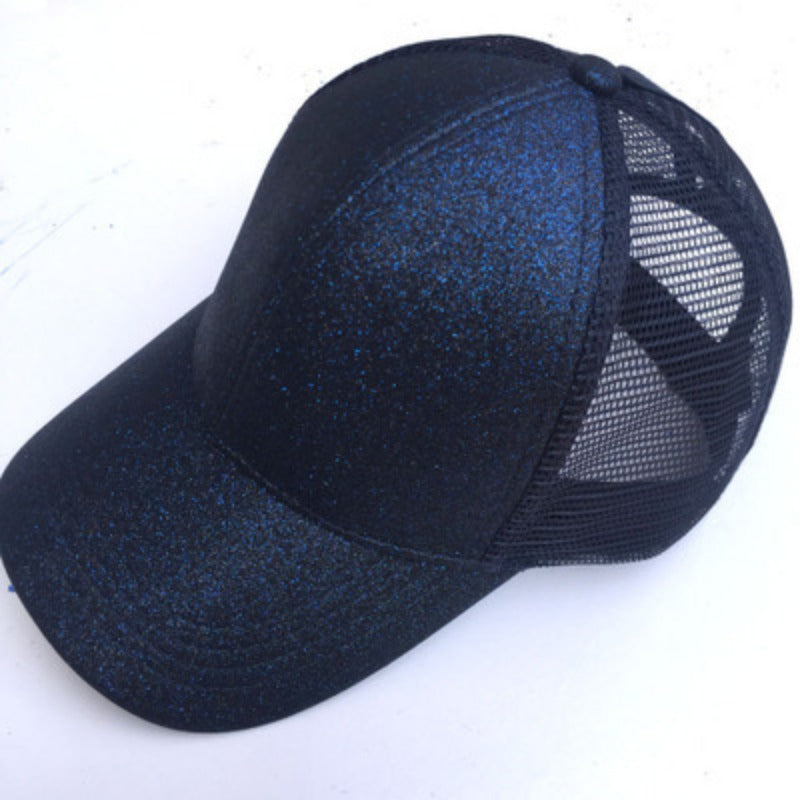 Wholesale Cotton Back Opening Sequin Ponytail Baseball Caps